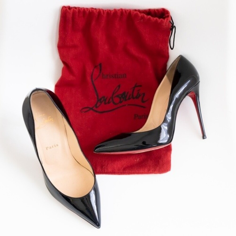 Christian Louboutin Patent Black Heels with Iconic Red Sole